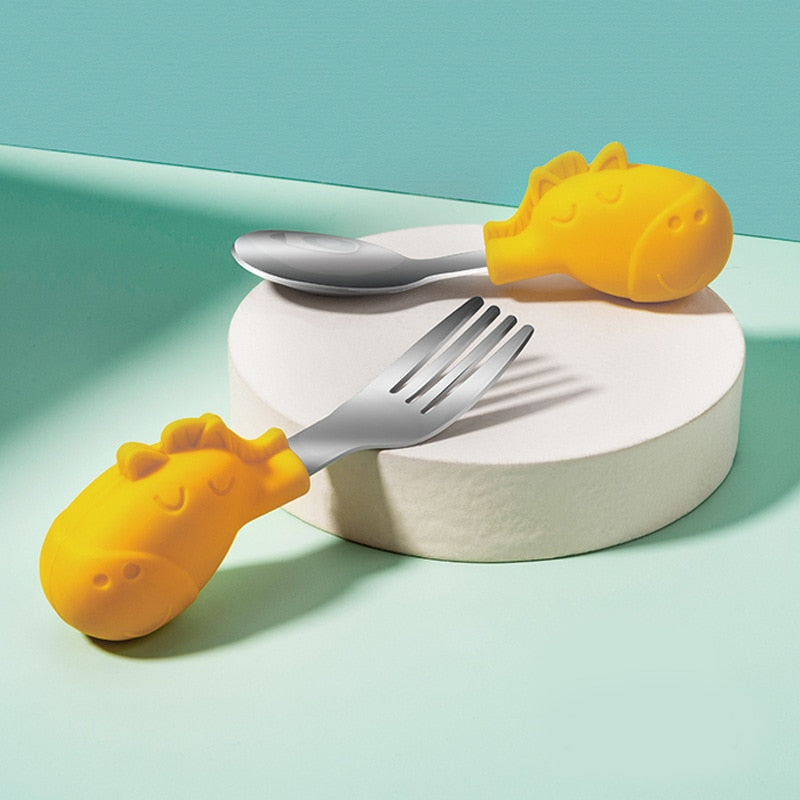 Toddler Utensil Set with Easy-Grip Elephant Handles