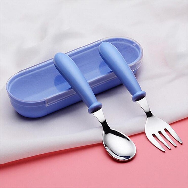 Toddler Spoon Fork Set with Storage Case for Meals