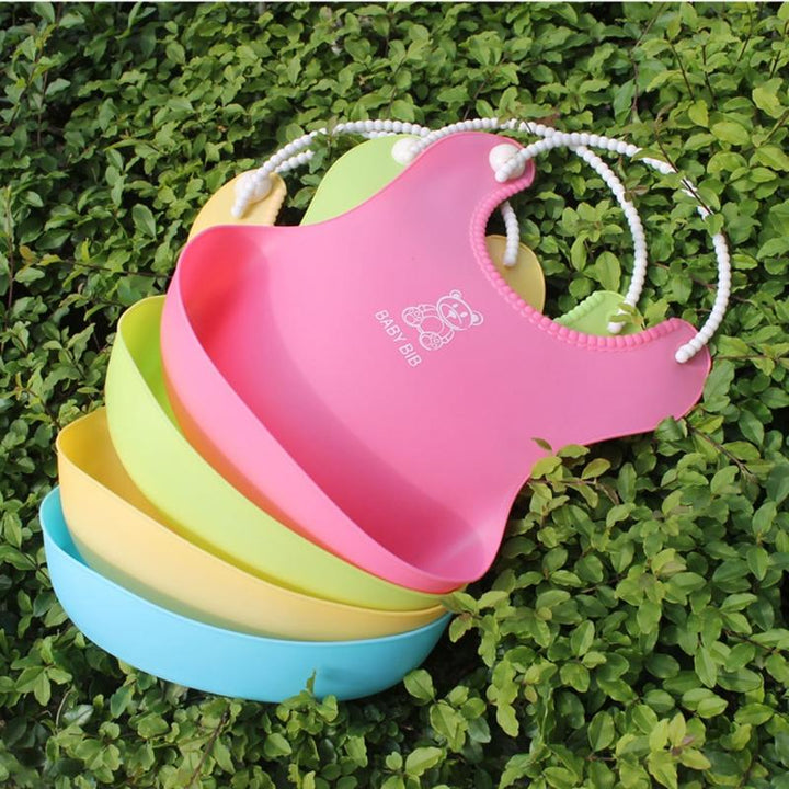 Waterproof Silicone Baby Bib With Deep Catch Pocket