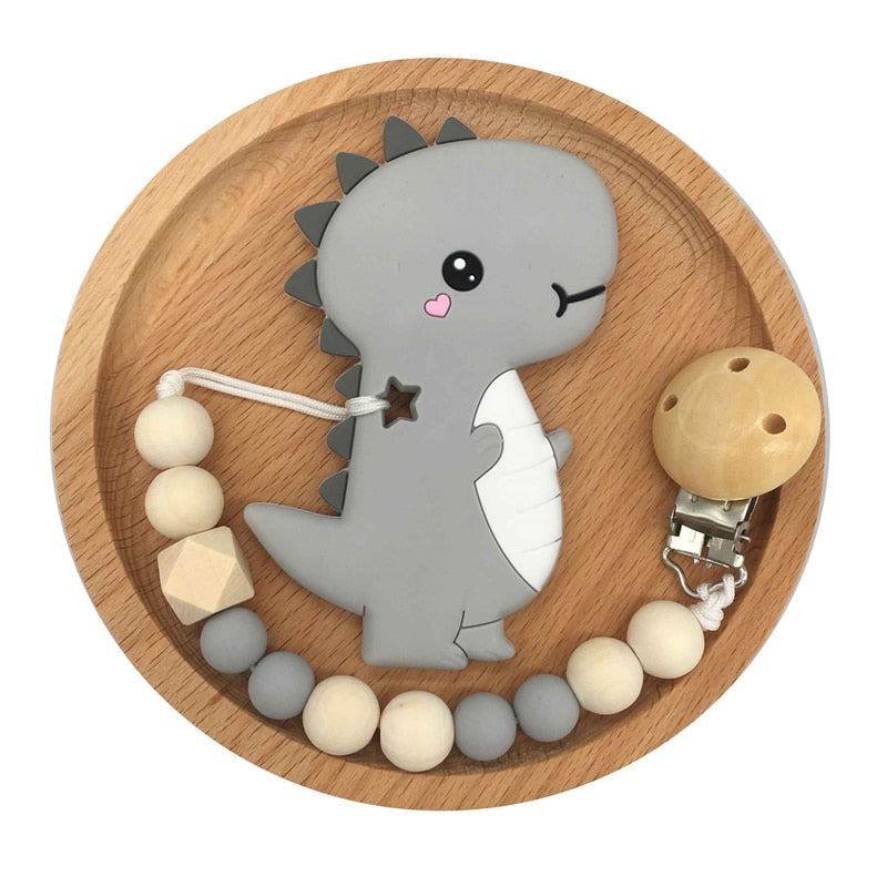 Baby Dinosaur Teether & Pacifier Clip for Soothing Gums