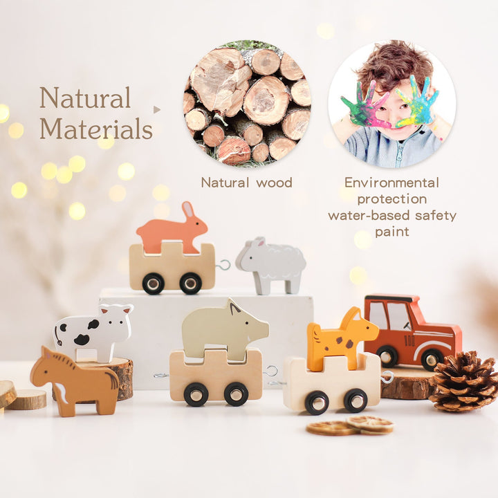 Wooden Animal Train Toy for Screen-Free Learning Play