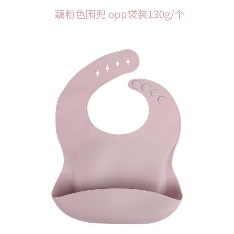Silicone Baby Bib with Food-Catcher Pocket, No Wash