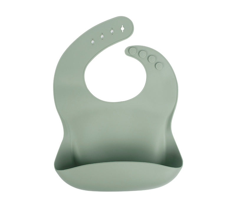 Silicone Baby Bib with Food-Catcher Pocket, No Wash