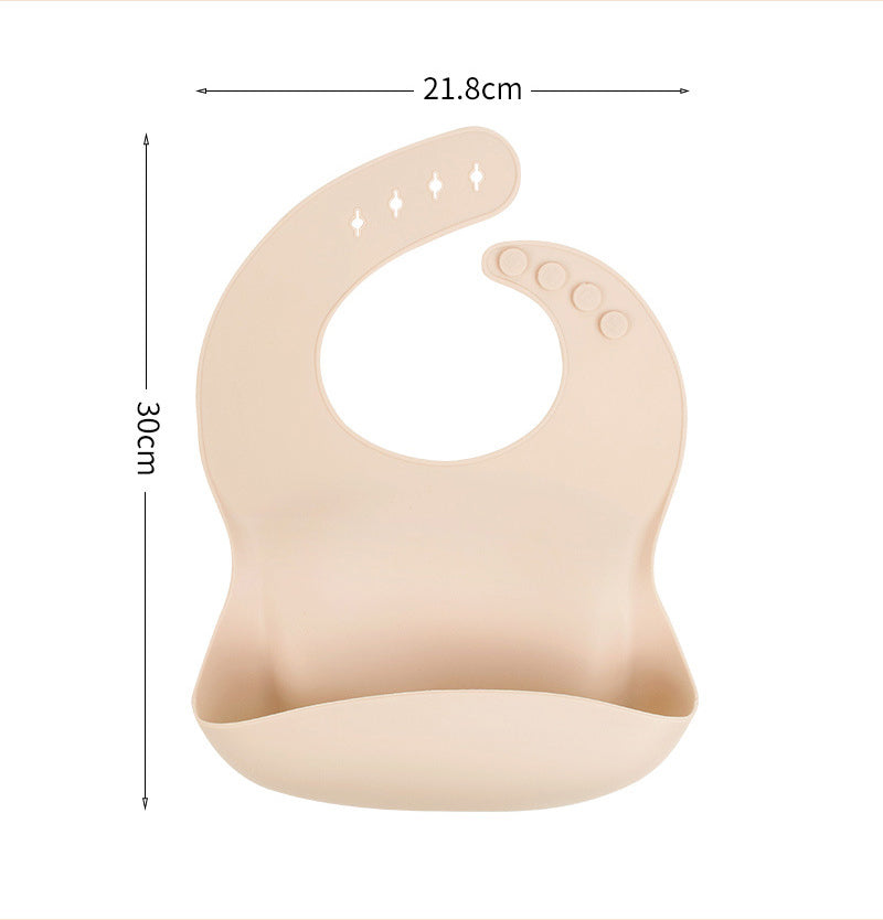 Silicone Baby Bib with Food-Catcher Pocket, No Wash
