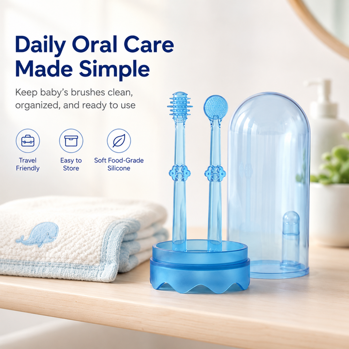 Baby Silicone Toothbrush & Tongue Cleaner Set (4-Piece)