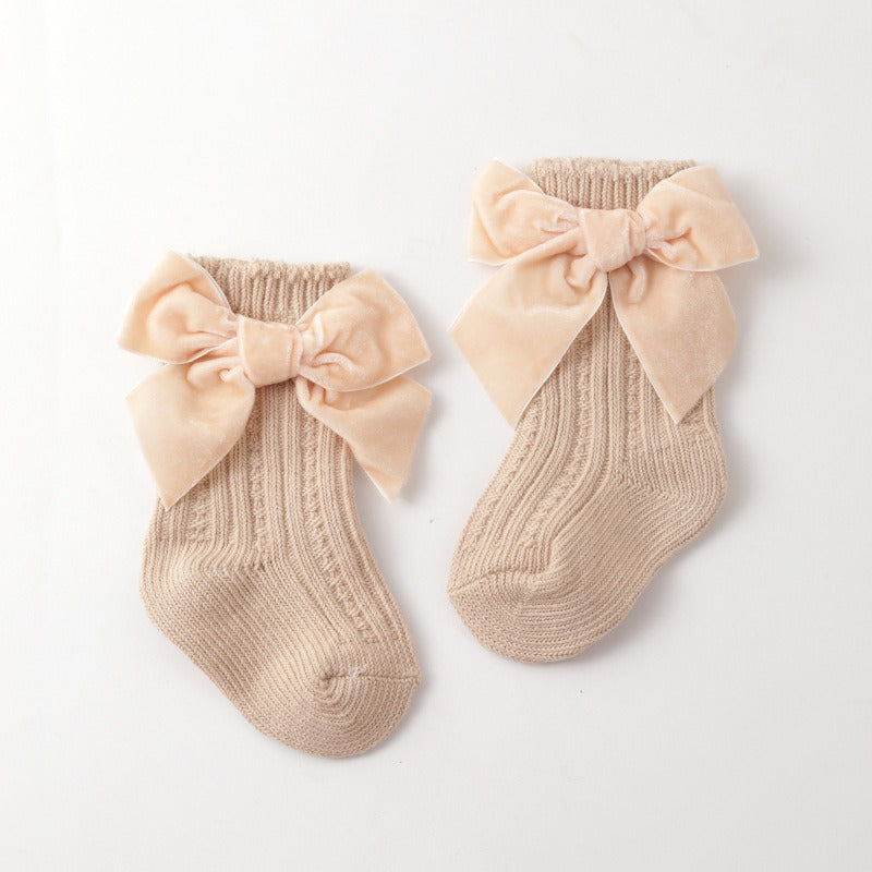Baby Thick Knit Socks with Princess Bow Warmth & Style