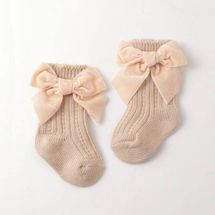 Baby Thick Knit Socks with Princess Bow Warmth & Style