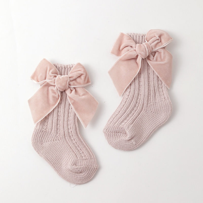 Baby Thick Knit Socks with Princess Bow Warmth & Style