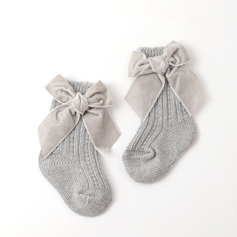 Baby Thick Knit Socks with Princess Bow Warmth & Style