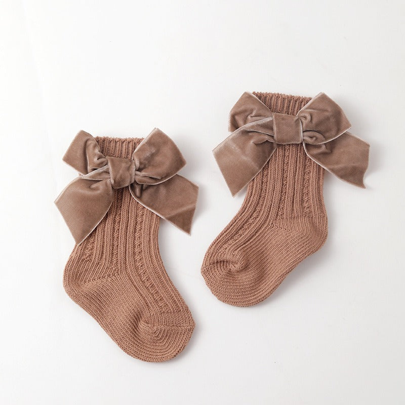 Baby Thick Knit Socks with Princess Bow Warmth & Style