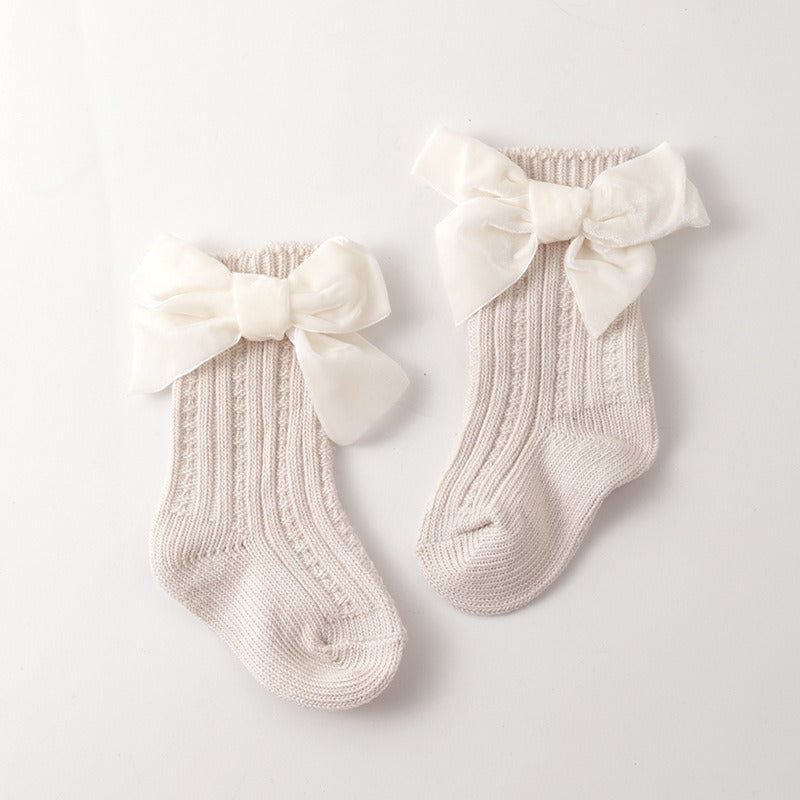 Baby Thick Knit Socks with Princess Bow Warmth & Style