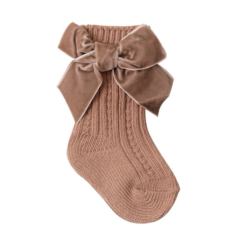 Baby Thick Knit Socks with Princess Bow Warmth & Style