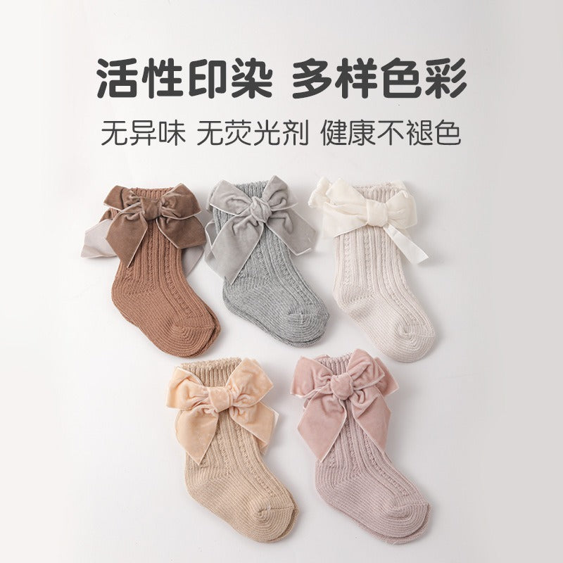 Baby Thick Knit Socks with Princess Bow Warmth & Style