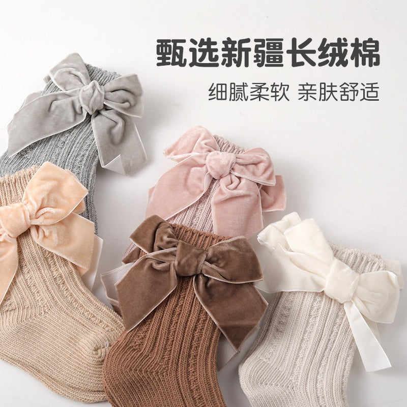 Baby Thick Knit Socks with Princess Bow Warmth & Style