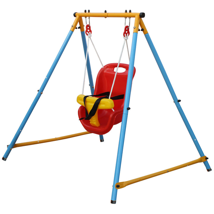 Toddler Metal Swing Set with Safety Belt for Backyard