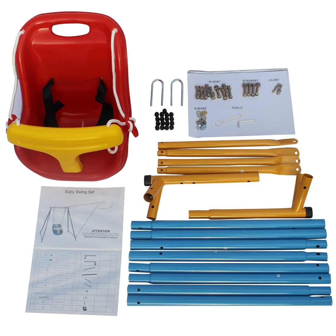 Toddler Metal Swing Set with Safety Belt for Backyard