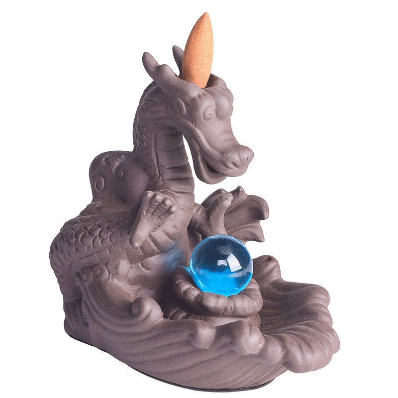 Backflow Incense Burner Dragon Decor & Smoke Waterfall