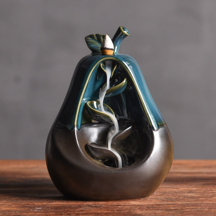Backflow Incense Burner Apple Ceramic Waterfall Smoke