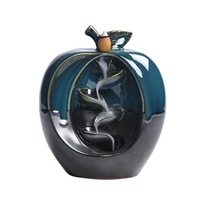 Backflow Incense Burner Apple Ceramic Waterfall Smoke