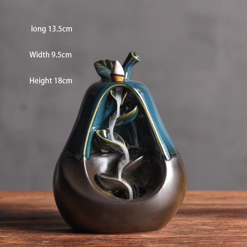 Backflow Incense Burner Apple Ceramic Waterfall Smoke