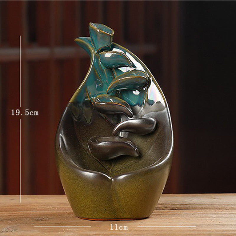 Backflow Incense Burner Apple Ceramic Waterfall Smoke