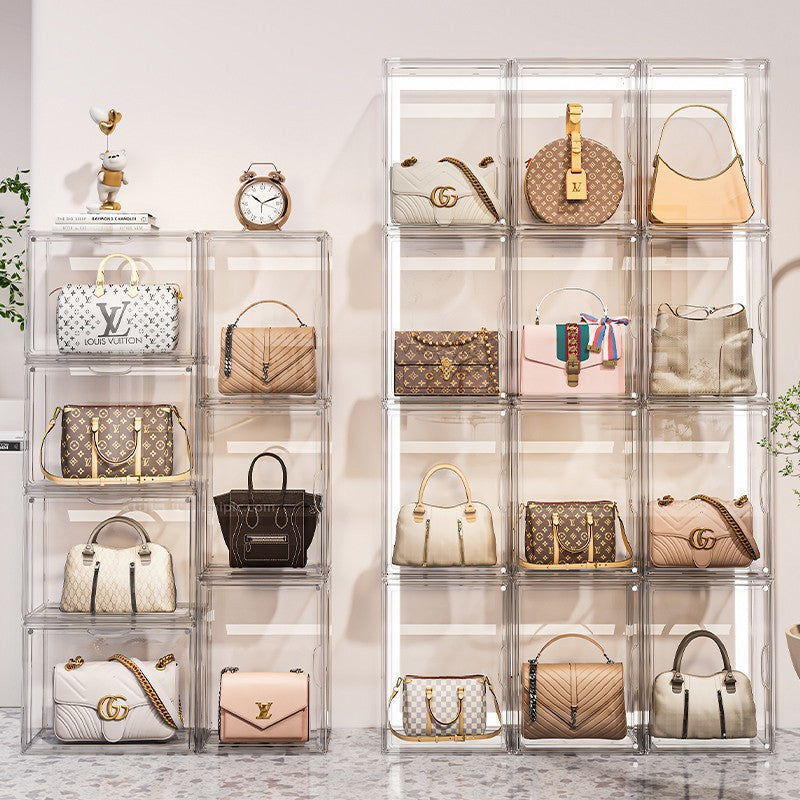 Clear Acrylic Handbag Organizer Stackable Display Case