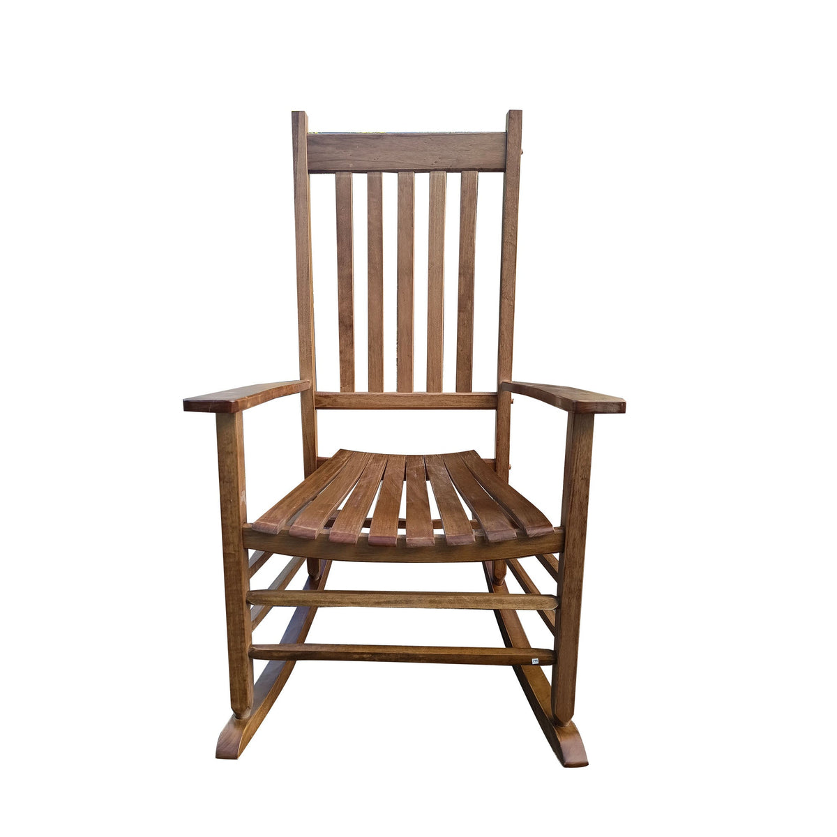 Wooden Porch Rocking Chair with Tall Back & Armrests