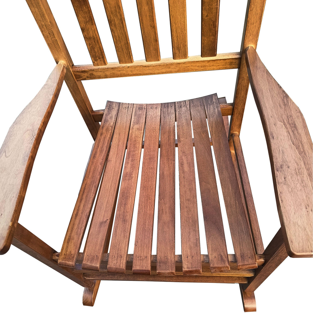 Wooden Porch Rocking Chair with Tall Back & Armrests
