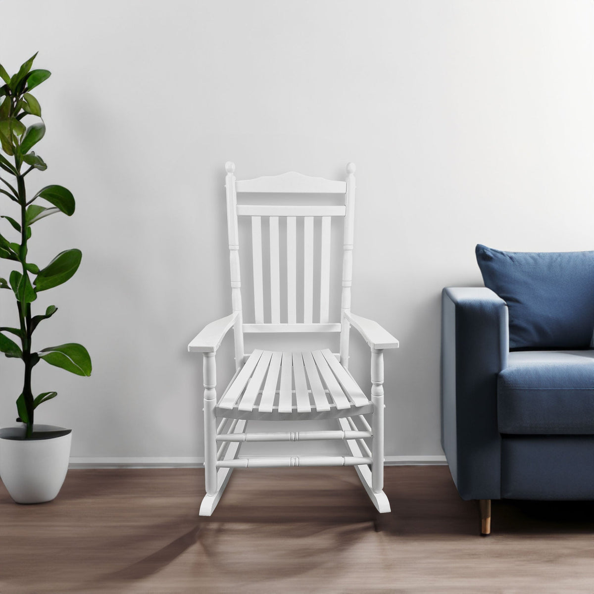White Wooden Porch Rocking Chair for Outdoor Seating