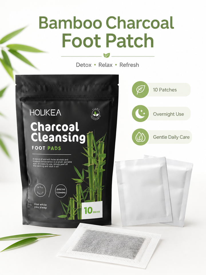 Bamboo Charcoal Detox Foot Patches | HOUKEA | 10-Pack
