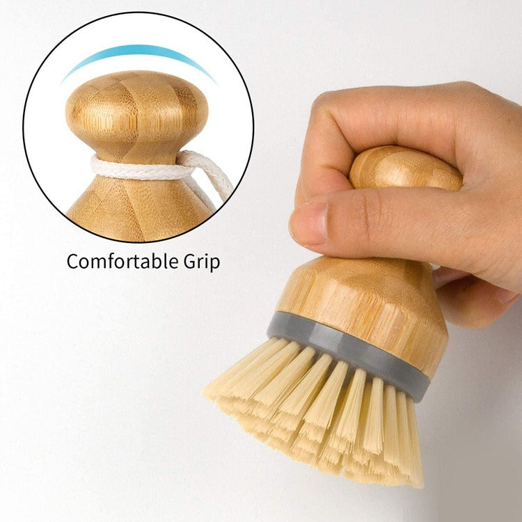 Bamboo Pot Brush with Comfortable Grip, Plastic-Free