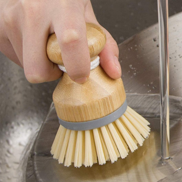 Bamboo Pot Brush with Comfortable Grip, Plastic-Free