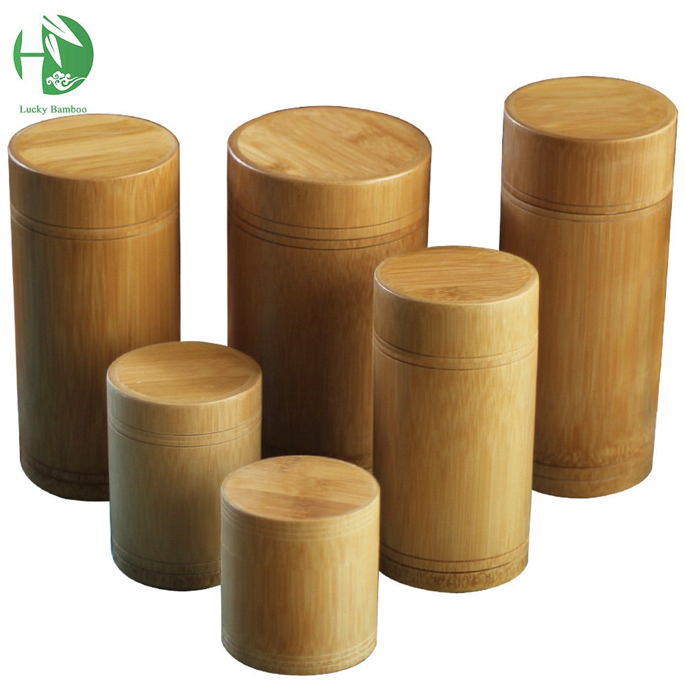 Handmade Bamboo Tea Canisters with Lids, Vintage Storage