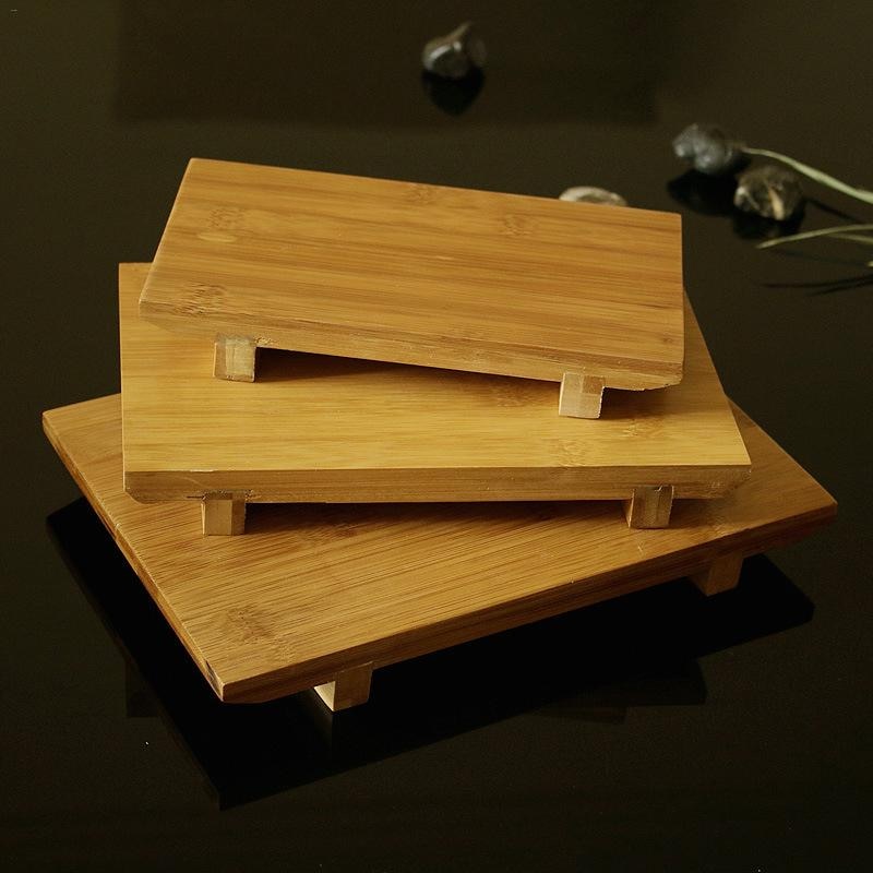 Bamboo Sushi Serving Board Set with Raised Feet, 3 Sizes