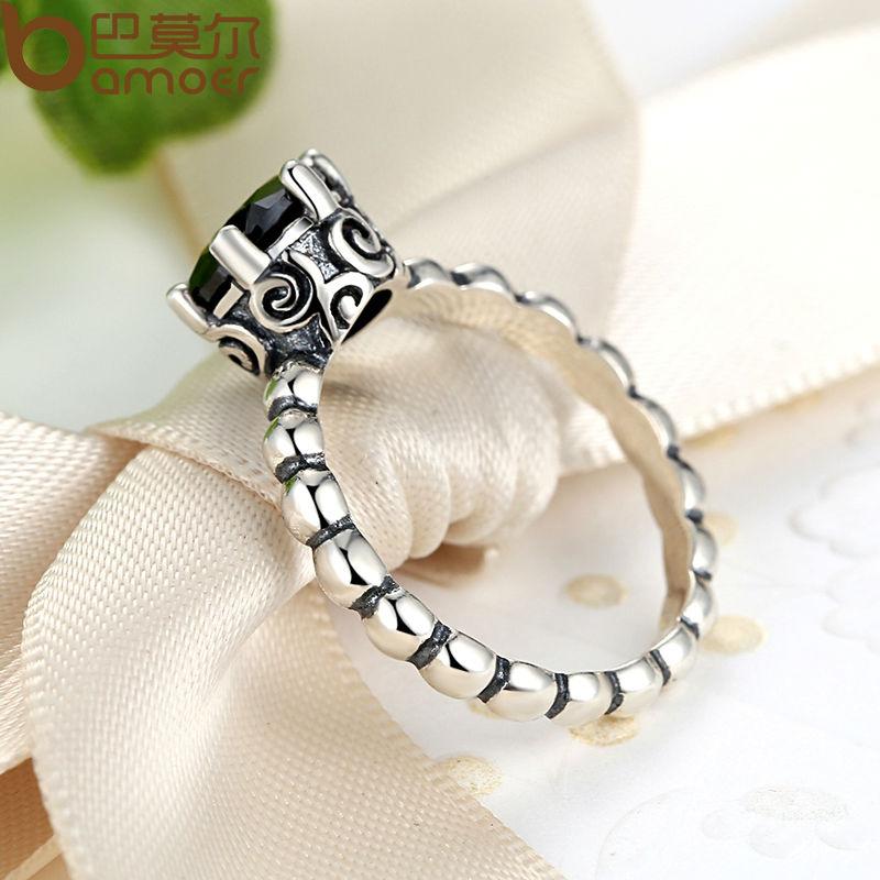 Black Cubic Zirconia Sterling Silver Ring for Women