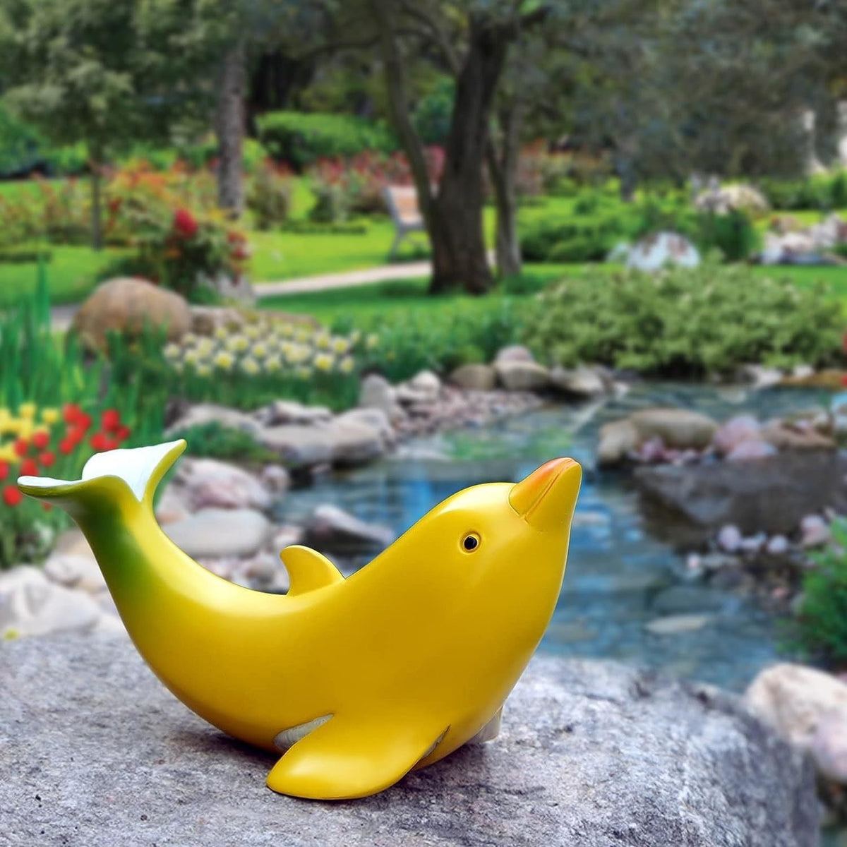 Banana Dolphin Resin Sculpture for Playful Home Decor