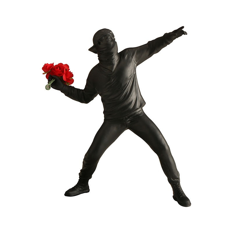 Flower Throwing Figure Sculpture – Bold Street Art Decor