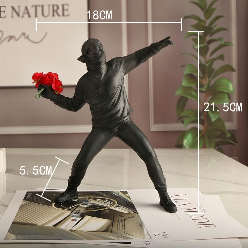 Flower Throwing Figure Sculpture – Bold Street Art Decor