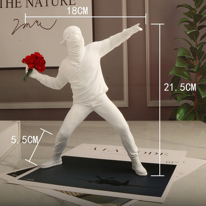 Flower Throwing Figure Sculpture – Bold Street Art Decor