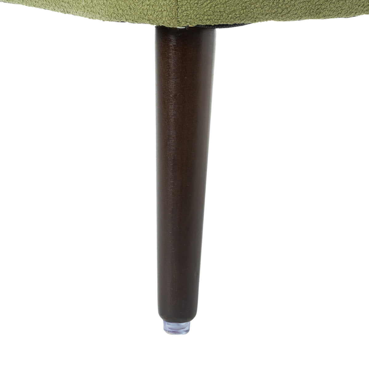 Olive Green Boucle Accent Armchair with Solid Wood Legs