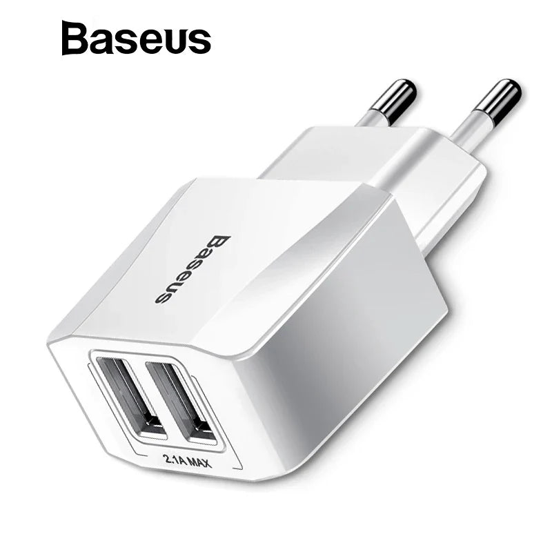 Dual-Port 2.1A USB Phone Charger for EU Travel & Home