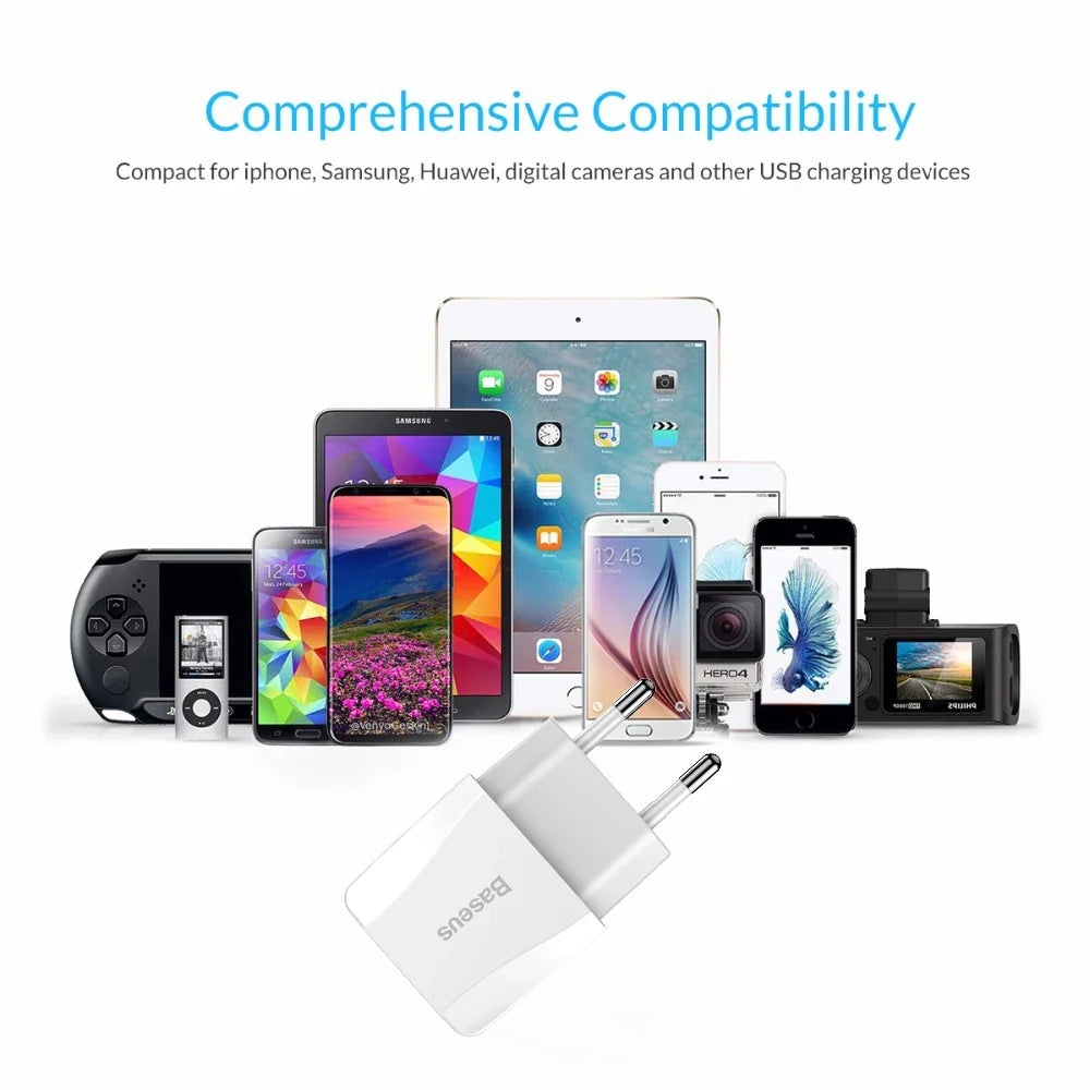 Dual-Port 2.1A USB Phone Charger for EU Travel & Home