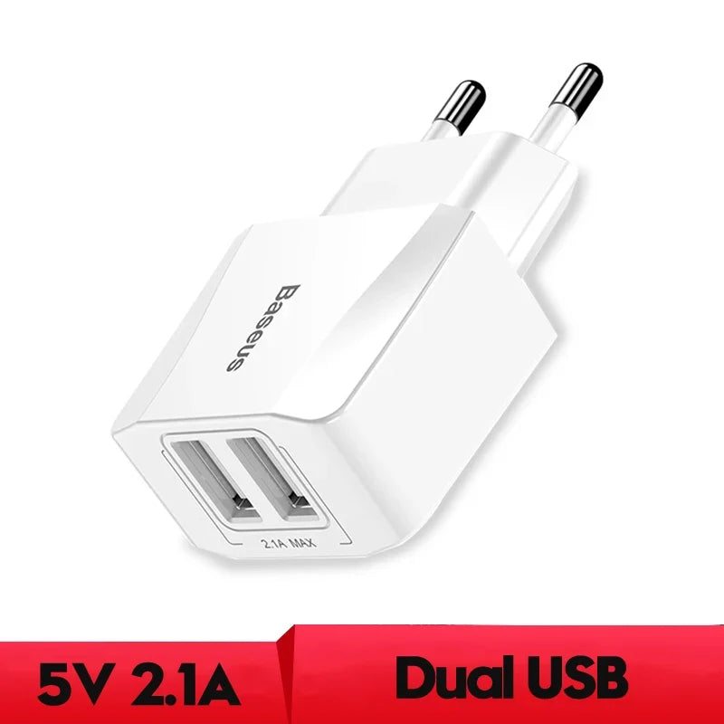 Dual-Port 2.1A USB Phone Charger for EU Travel & Home