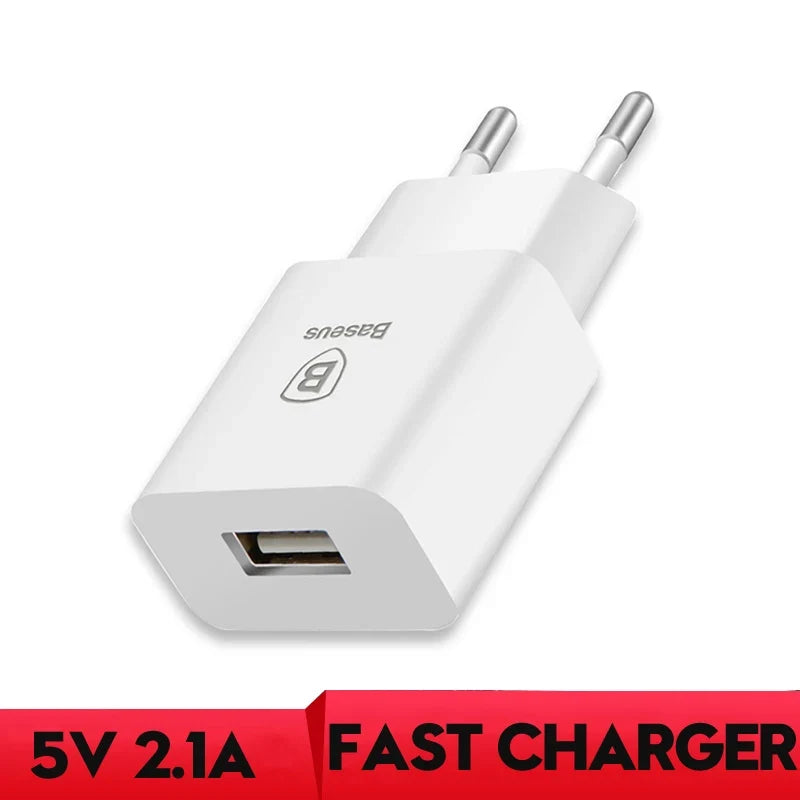 Dual-Port 2.1A USB Phone Charger for EU Travel & Home