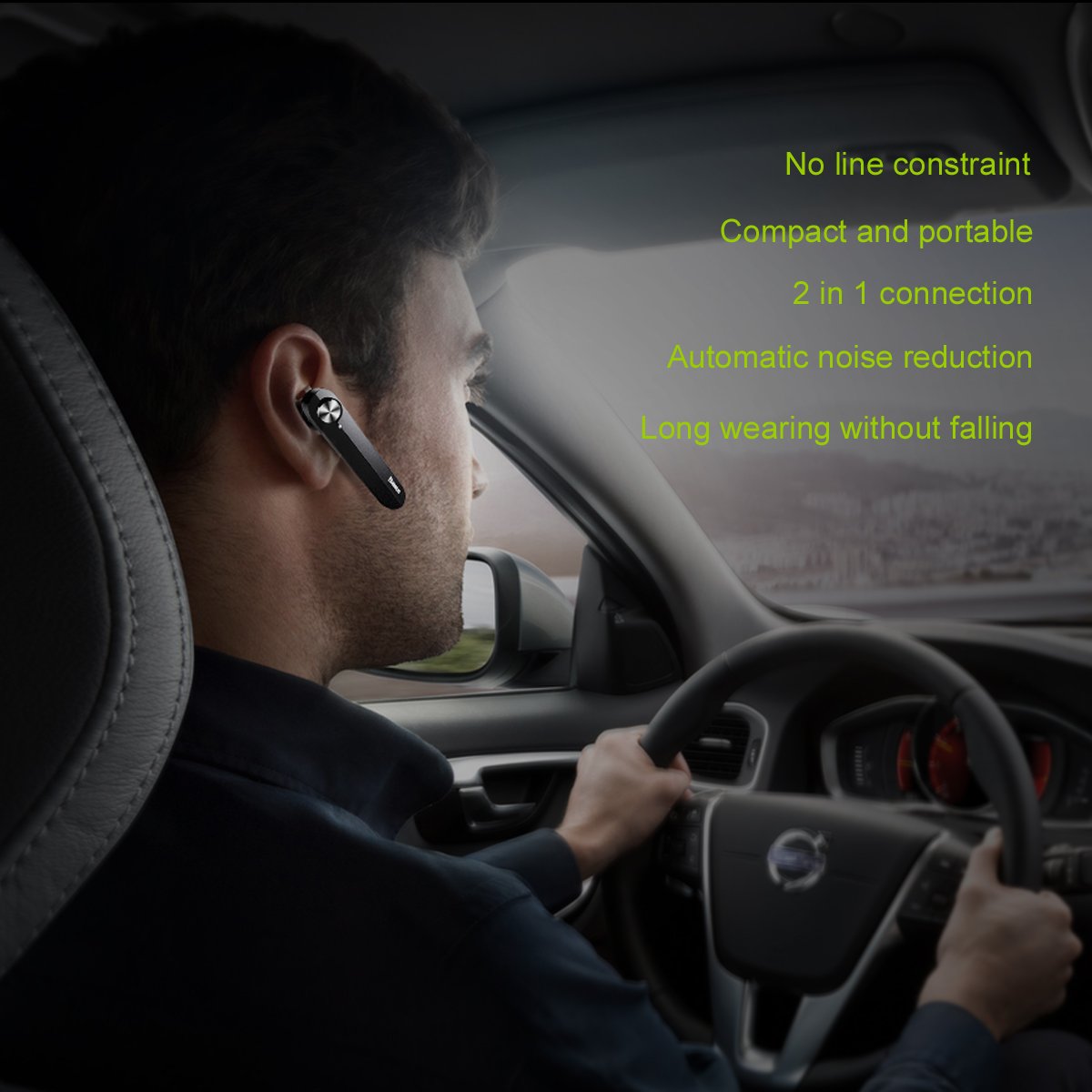Single-Ear Bluetooth Headset with Noise Reduction for Calls