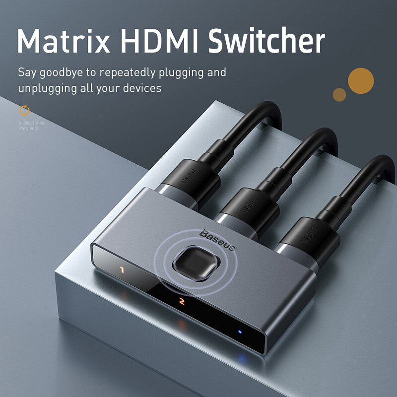 4K Bidirectional HDMI Switch with One-Button Source Select