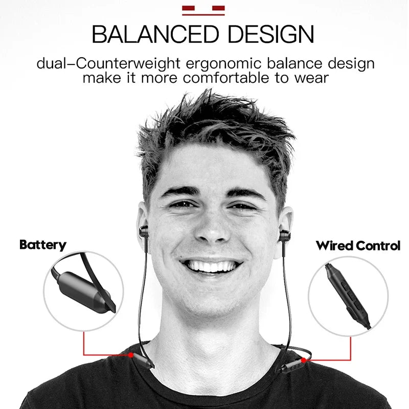 Magnetic Neckband Bluetooth Earphones, 200h Standby