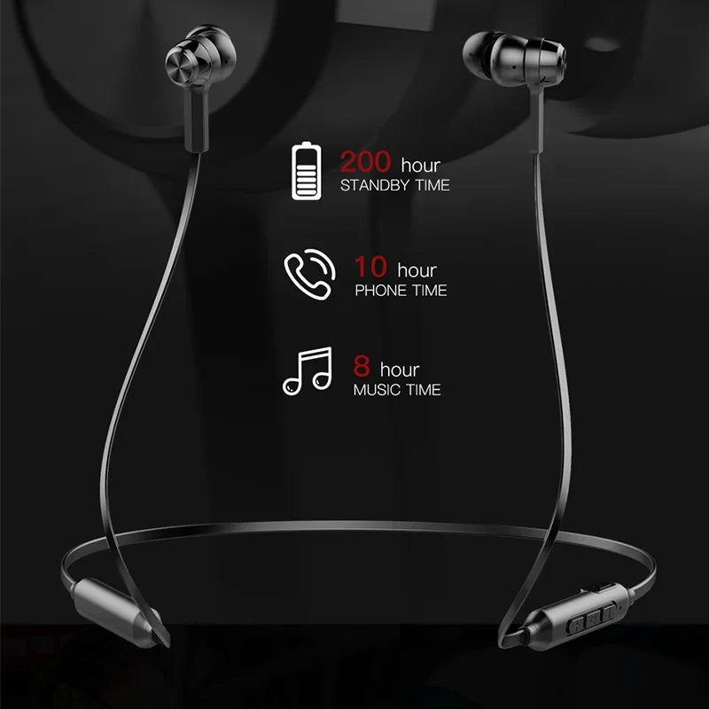 Magnetic Neckband Bluetooth Earphones, 200h Standby