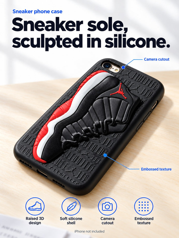 Basketball Sneaker Phone Case for iPhone, 3D Silicone