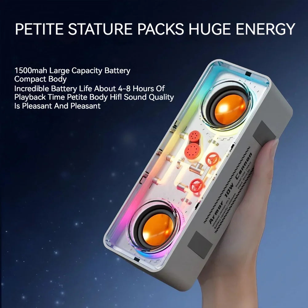 Portable Bluetooth Speaker with RGB Lights, Stereo Sound